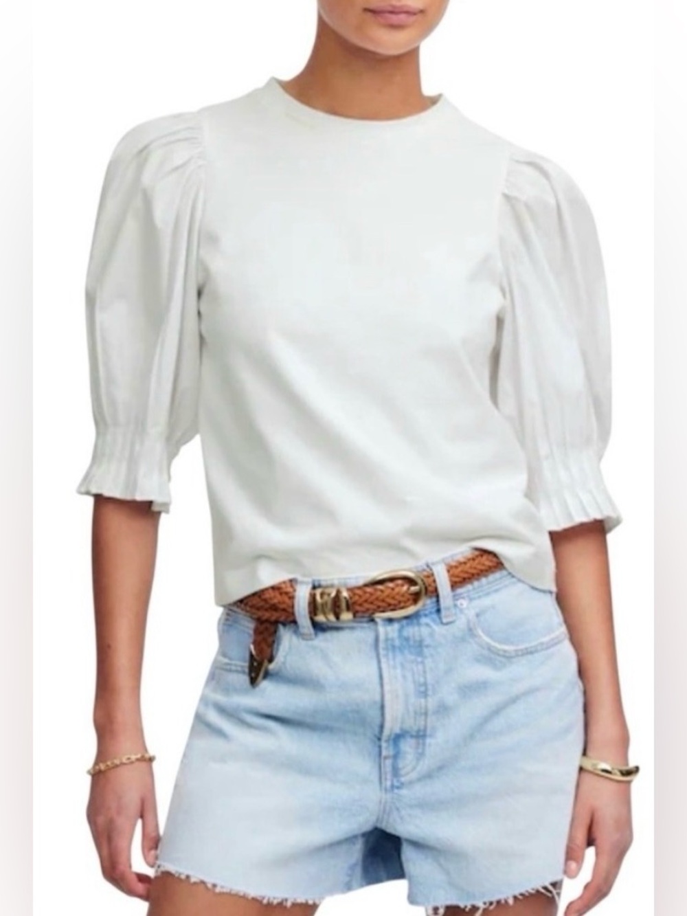 New! Madewell Puff-Sleeve Knit Top